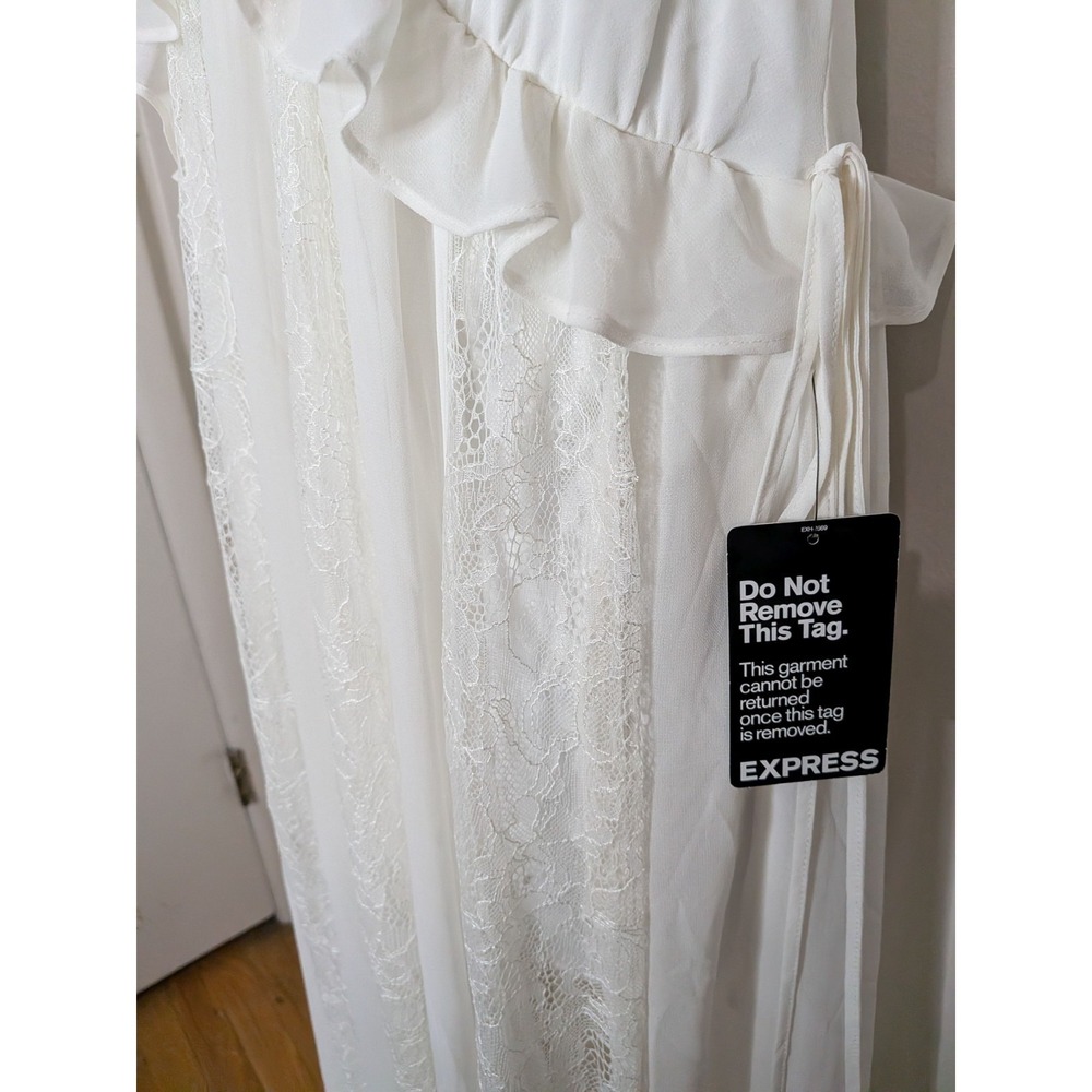 NWT Size M Express Lace Deep V Maxi Dress Romper Boho Euro Summer Beach Wedding - Picture 9 of 10